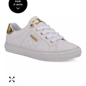 Guess White Sneakers with Gold Details